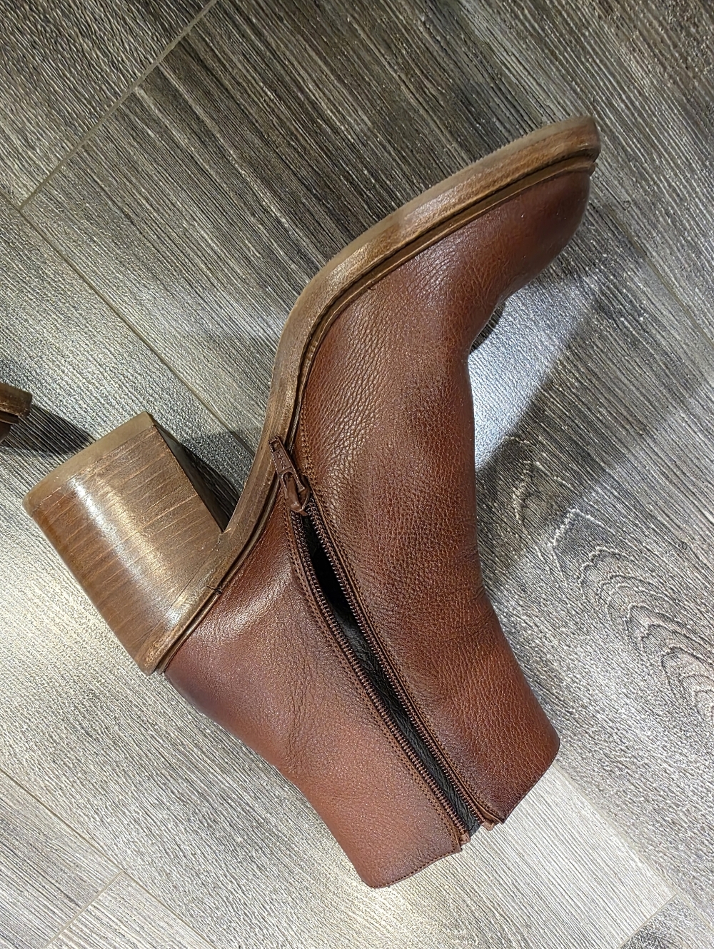 Zinda Heeled Leather Ankle Boots Rich Brown - Picture 3 of 7